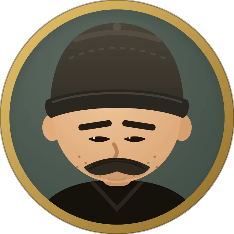 Semyonych, flat cap, squint and a serious moustache
